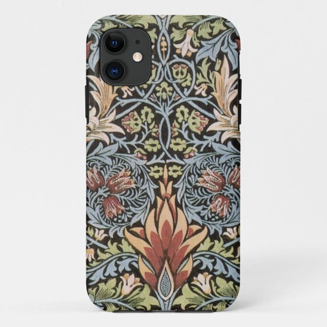Capa Para iPhone Da Case-Mate Tapeçaria de William Morris do verde azul (Verso)