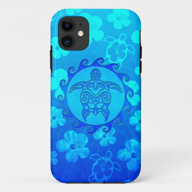 Capa Para iPhone Da Case-Mate Tartaruga tribal azul Sun (Verso)