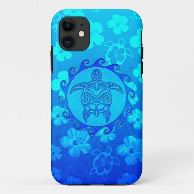 Capa Para iPhone Da Case-Mate Tartaruga tribal azul Sun (Verso)