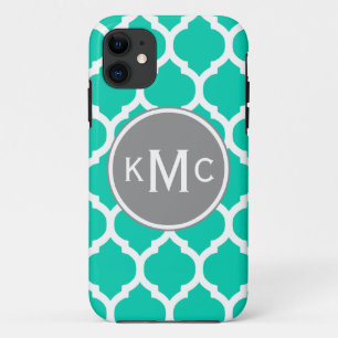 Capa Para iPhone Da Case-Mate Teal Cinza Lattice Marroquina