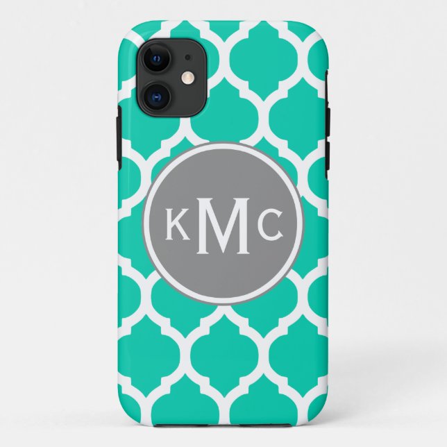 Capa Para iPhone Da Case-Mate Teal Cinza Lattice Marroquina (Verso)
