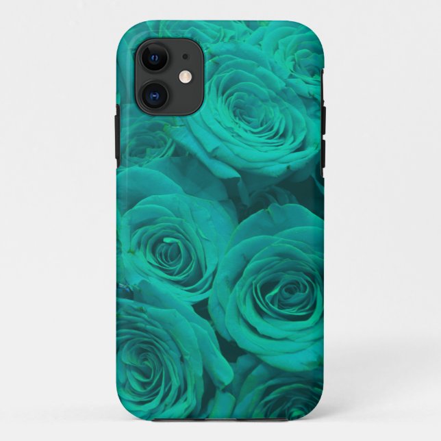 Capa Para iPhone Da Case-Mate Teal elegante romântico - rosas verdes (Verso)