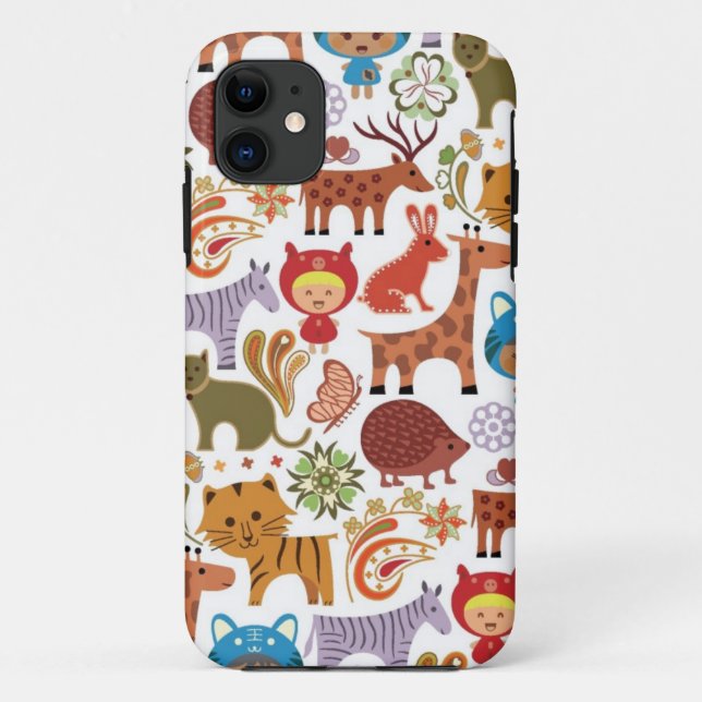 Capa Para iPhone Da Case-Mate Teste padrão abstrato da criança e dos animais (Verso)
