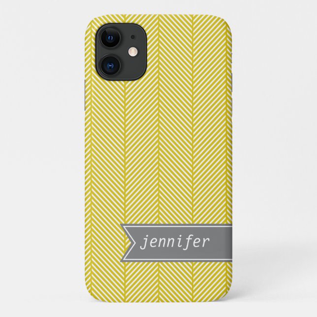 Capa Para iPhone Da Case-Mate Teste padrão amarelo de Herringbone {escolha sua (Verso)