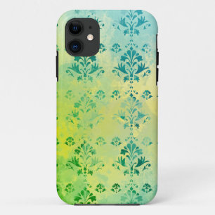 Capa Para iPhone Da Case-Mate Teste padrão azul do verde amarelo do damasco do