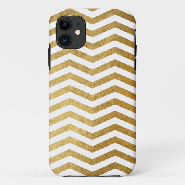 Capa Para iPhone Da Case-Mate Teste padrão branco Dourado de Chevron (Verso)