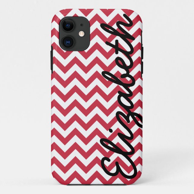 Capa Para iPhone Da Case-Mate Teste padrão branco vermelho de Chevron (Verso)