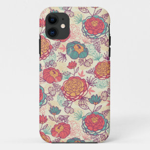 Capa Para iPhone Da Case-Mate Teste padrão das flores e das folhas da peônia
