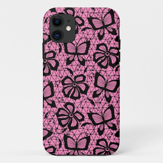 Capa Para iPhone Da Case-Mate teste padrão do laço com borboletas (Verso)