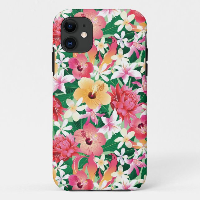 Capa Para iPhone Da Case-Mate Teste padrão floral do hibiscus tropical (Verso)