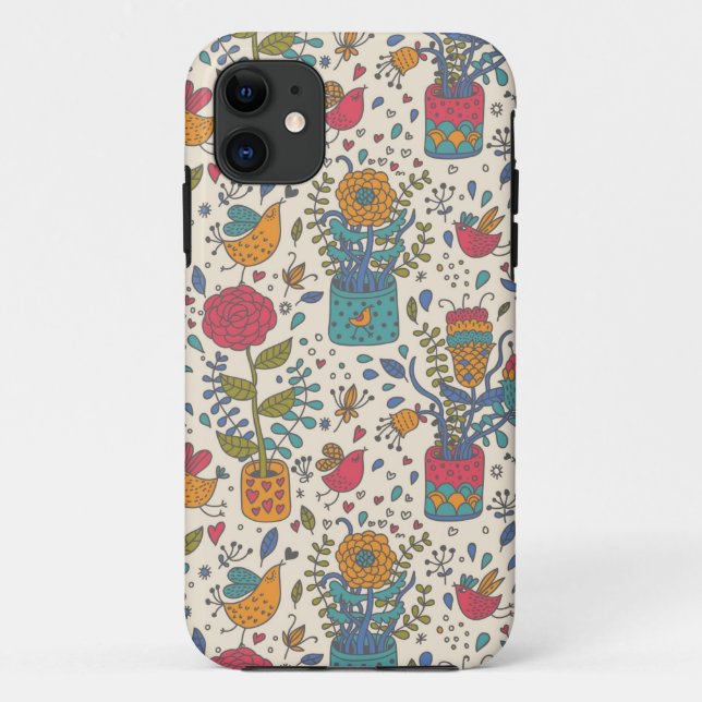 Capa Para iPhone Da Case-Mate Teste padrão floral dos desenhos animados com (Verso)