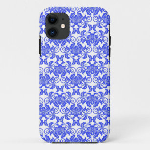 Capa Para iPhone Da Case-Mate Teste padrão floral feminino azul & branco do