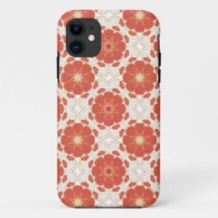 Capa Para iPhone Da Case-Mate Teste padrão floral vermelho e Dourado do laço