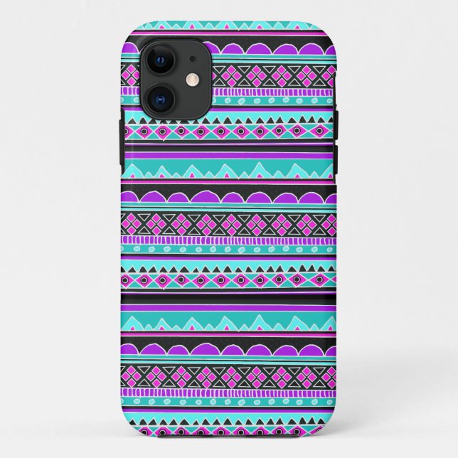 Capa Para iPhone Da Case-Mate Teste padrão geométrico azul e roxo elétrico (Verso)