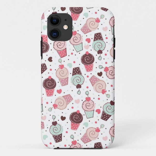 Capa Para iPhone Da Case-Mate Teste padrão lunático dos cupcakes (Verso)