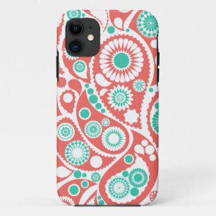 Capa Para iPhone Da Case-Mate Teste padrão retro coral de Paisley