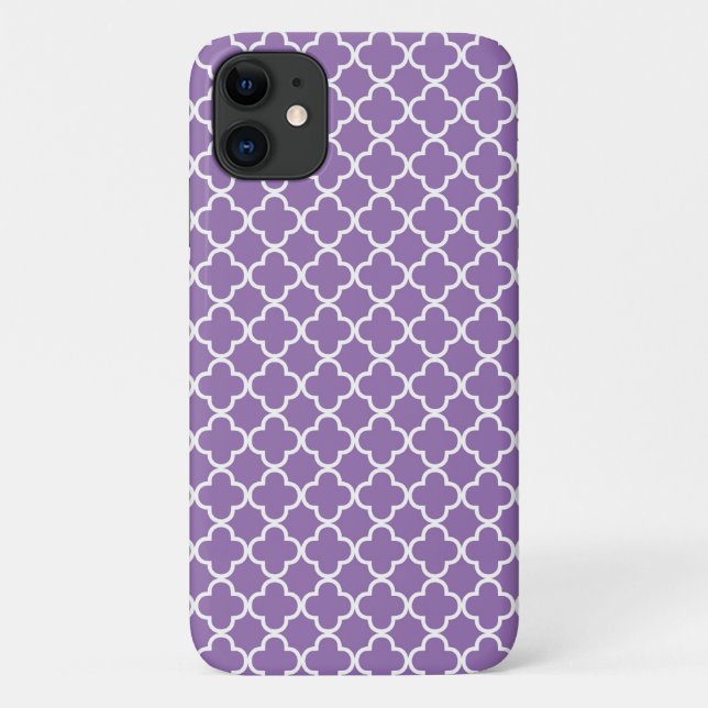 Capa Para iPhone Da Case-Mate Teste padrão roxo de Quatrefoil (Verso)