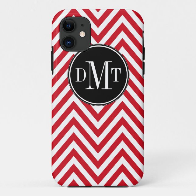 Capa Para iPhone Da Case-Mate Teste padrão vermelho de Chevron do monograma de (Verso)