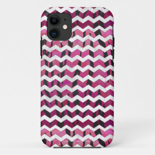 Capa Para iPhone Da Case-Mate Tigre Chevron, Rosa Quente e Impressão Preto