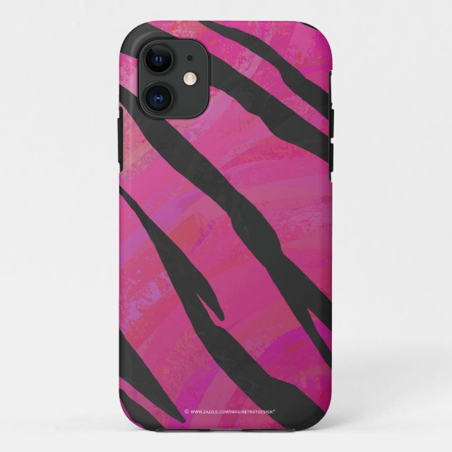 Capa Para iPhone Da Case-Mate Tigre Rosa Quente e Preto Impresso (Verso)