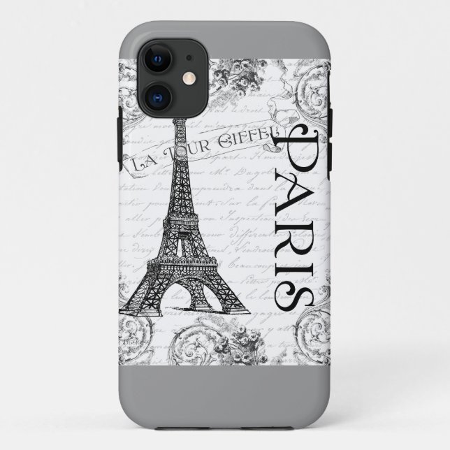 Capa Para iPhone Da Case-Mate Torre Eiffel em preto e branco (Verso)