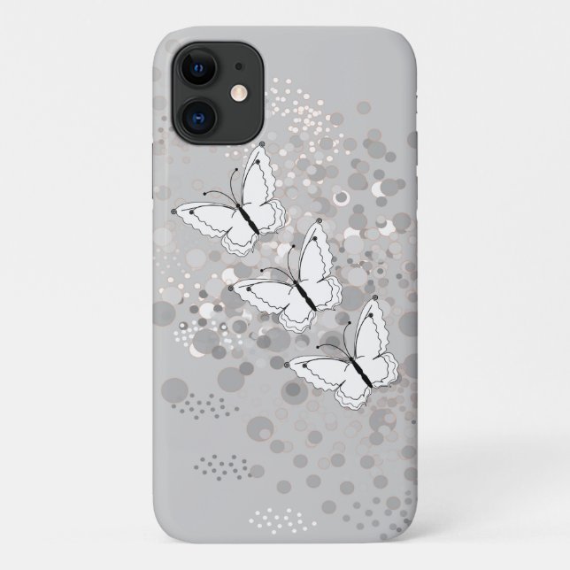 Capa Para iPhone Da Case-Mate Três Borboletas Brancas (Verso)
