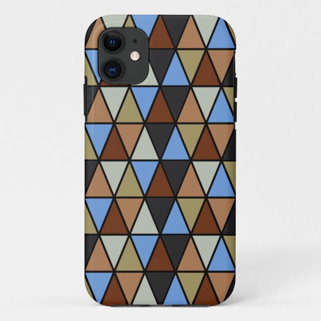 Capa Para iPhone Da Case-Mate Triângulos Geométricos Modernos, Azul Marrom e beg (Verso)