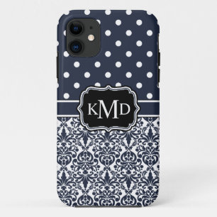 Capa Para iPhone Da Case-Mate Trio Monogramed Marinho Damask