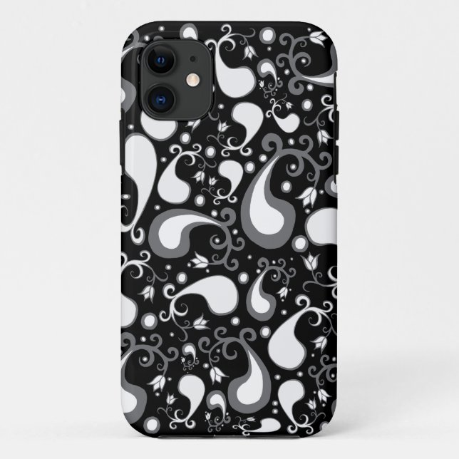 Capa Para iPhone Da Case-Mate Tulip Paisley Floral abstrato preto e branco (Verso)