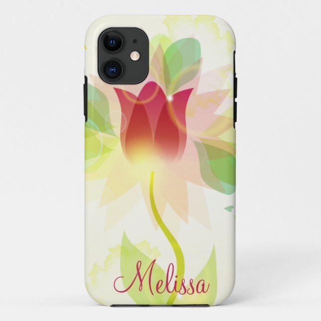 Capa Para iPhone Da Case-Mate Tulipas femininos da aguarela do abstrato do rosa (Verso)