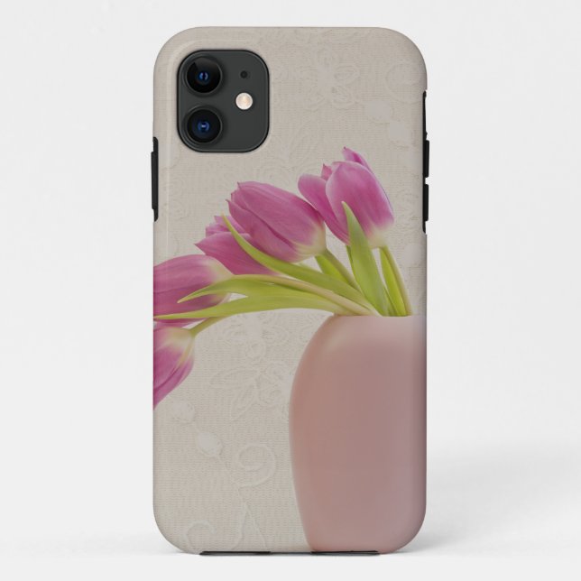 Capa Para iPhone Da Case-Mate Tulipas Rosa e Renda (Verso)