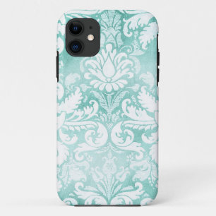 Capa Para iPhone Da Case-Mate Turquesa & branco do damasco do vintage do GC