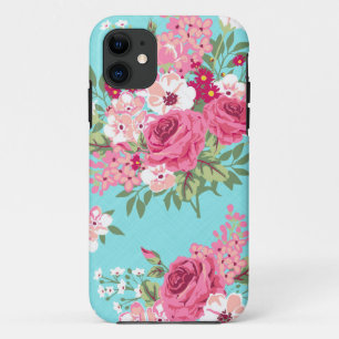 Capa Para iPhone Da Case-Mate Turquesa feminino dos rosas do vintage do caso de