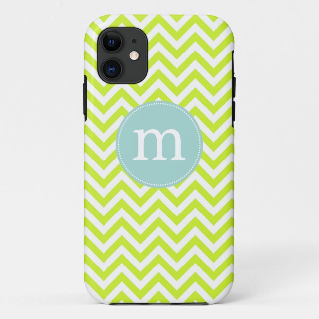 Capa Para iPhone Da Case-Mate Verde limão moderno Chevron personalizado (Verso)