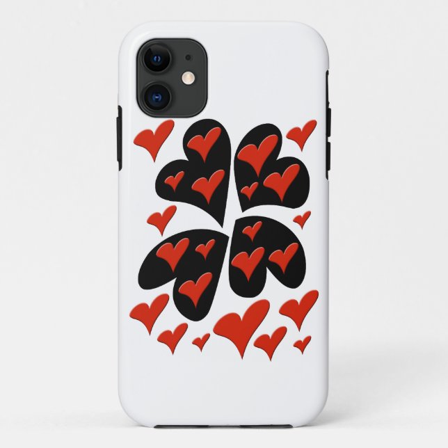 Capa Para iPhone Da Case-Mate Vermelho em Corações Pretos (Verso)