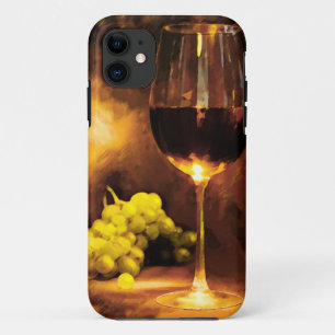 Capa Para iPhone Da Case-Mate Vidro do vinho & de uvas verdes na luz de vela