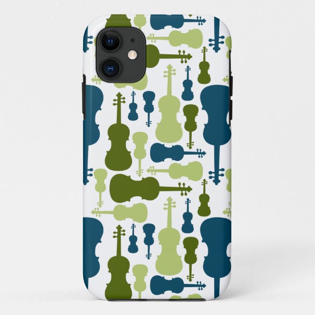 Capa Para iPhone Da Case-Mate Violinos - Padrão Azul e Verde (Verso)