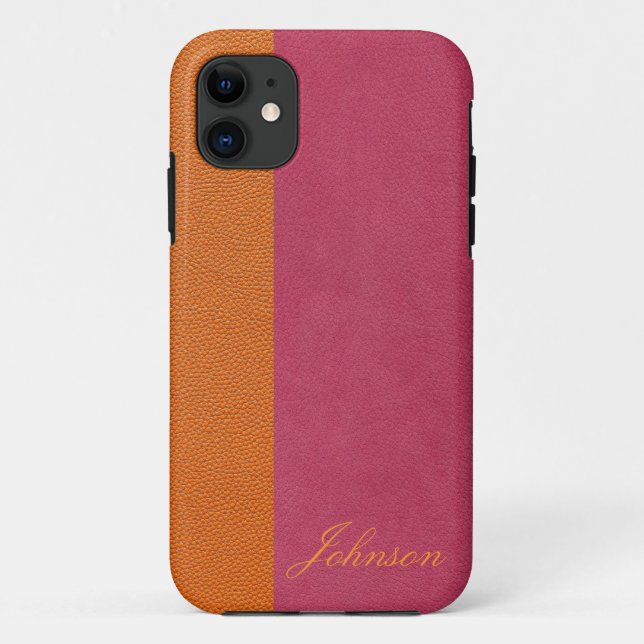 Capa Para iPhone Da Case-Mate Vista de couro rosa e laranja (Verso)
