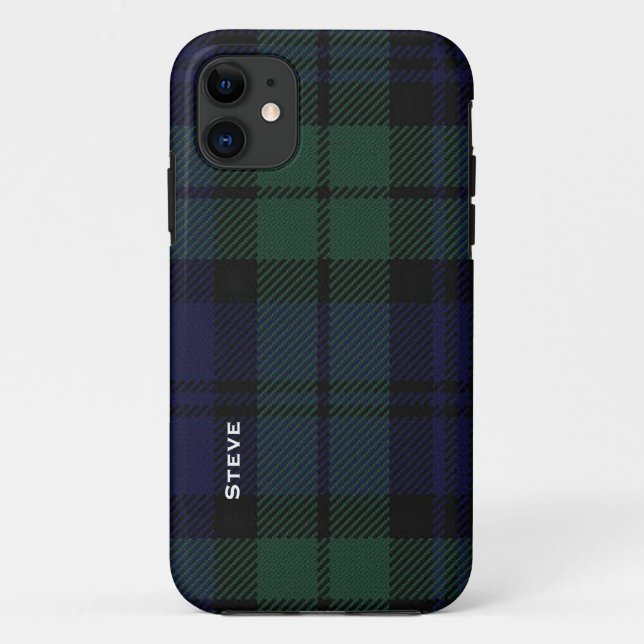 Capa Para iPhone Da Case-Mate Xadrez de Tartan preta do relógio (Verso)