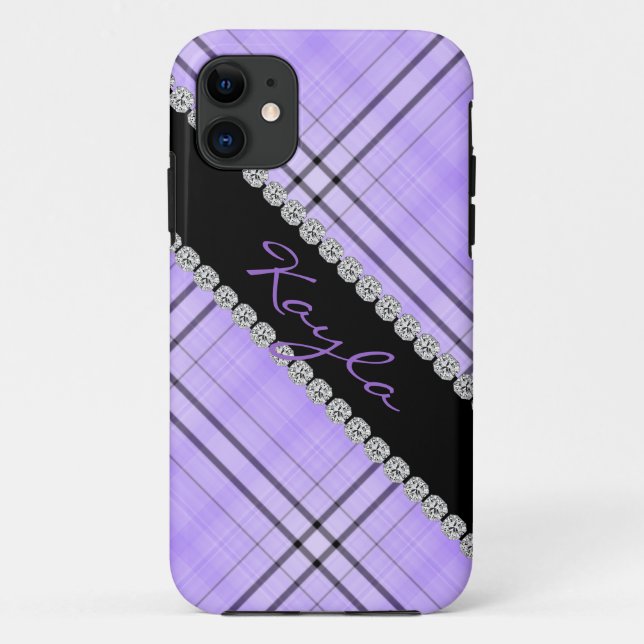 Capa Para iPhone Da Case-Mate XADREZ ROXA BONITO & CRISTAL DE ROCHA eu telefono (Verso)