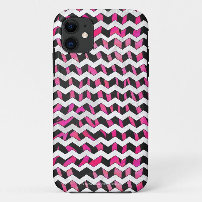 Capa Para iPhone Da Case-Mate Zebra Chevron Preto e Rosa Quente (Verso)