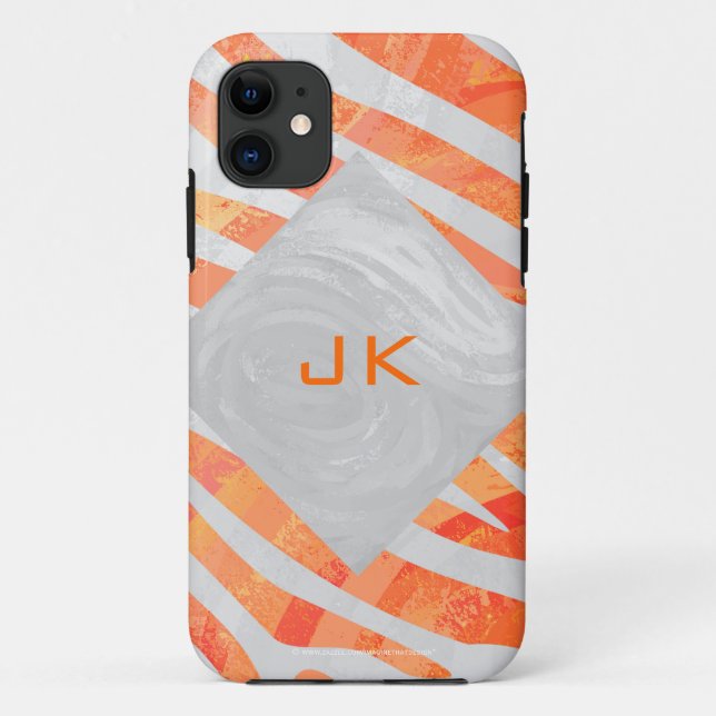 Capa Para iPhone Da Case-Mate Zebra Monograma Laranja e Branco (Verso)