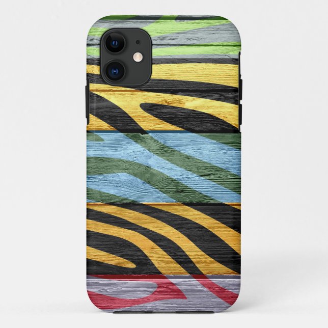 Capa Para iPhone Da Case-Mate Zebra Print em Madeira #2 (Verso)
