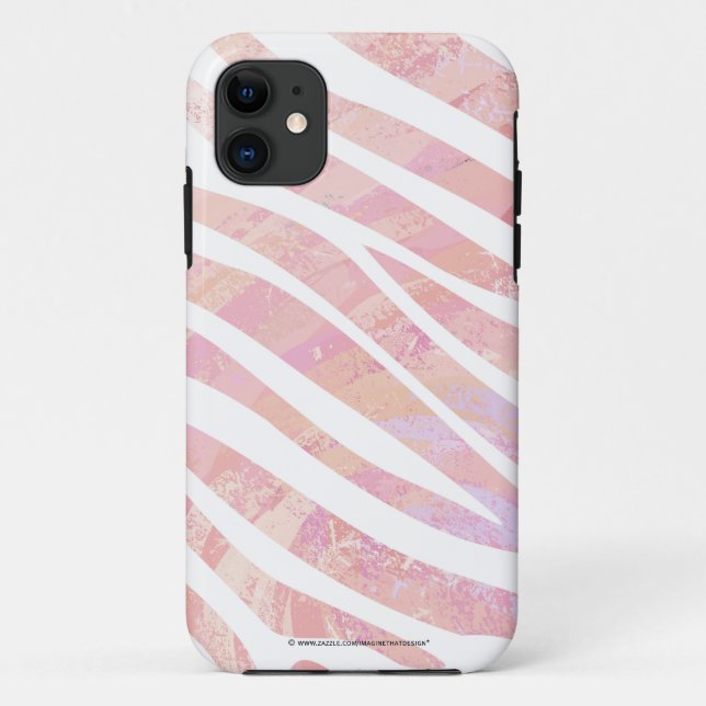 Capa Para iPhone Da Case-Mate Zebra rosa e Impressão branca (Verso)