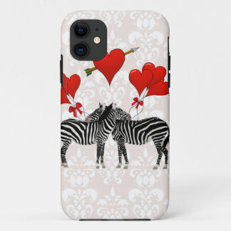 Capa Para iPhone Da Case-Mate Zebras e corações em damasco cor-de-rosa