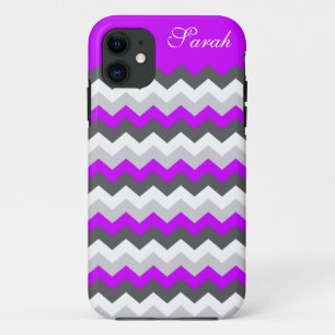Capa Para iPhone Da Case-Mate Ziguezague roxo de Chevron do monograma - escolha
