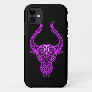 Capa Para iPhone Da Case-Mate Zodíaco roxo intrincado do Taurus no preto