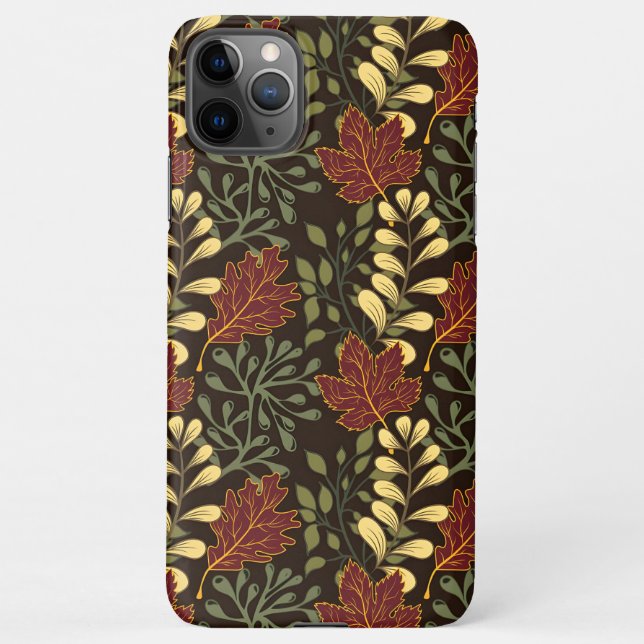Capa Para iPhone Dark red maple leaves floral pattern (Verso)