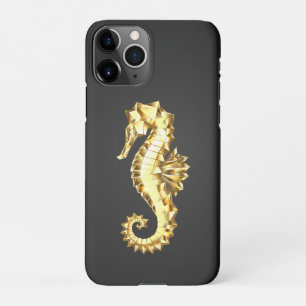 Capa Para iPhone Dourado Cavalo de Mar Poligonal