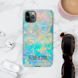 Capa Para iPhone Elegante Moderno Abstrato Opala de Fogo Nome Perso